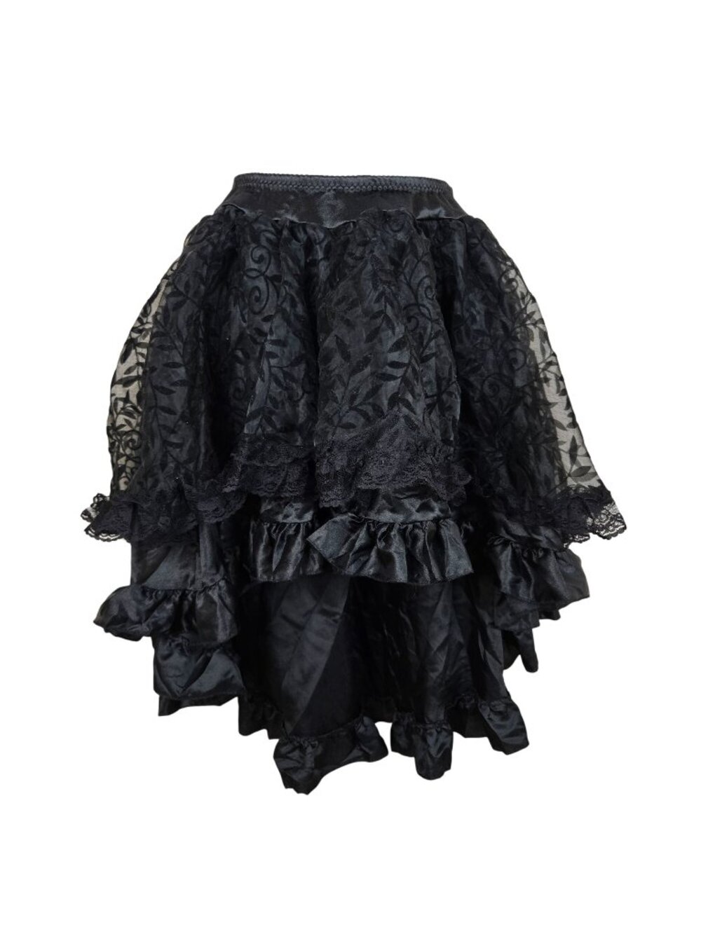 Gothic Black High-Low Skirt Lace Festival Size S Whimsigoth Goth
